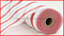 10.25’X10Yd Poly/Faux Jute/Metallic Mesh White/Red/Ice Blue Ry8020R6