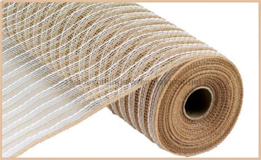 10.25"X10Yd Poly/Jute/Fiber Mesh Natural/White RY800148 - DecoExchange®