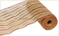 10.25"X10Yd Poly/Jute/Metallic Mesh Red/Lime Green/Natural RY800734 - DecoExchange®