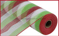 10.5"X10Yd Pp/Faux Jute Small Stripe Red/Lime/White RY8321D7 - DecoExchange