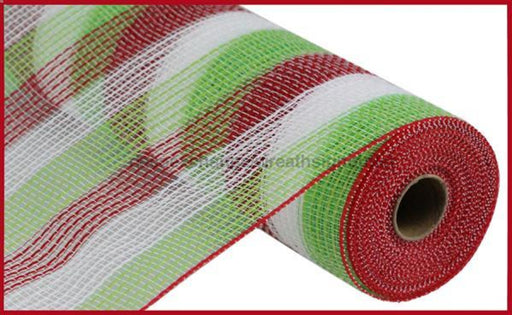 10.5"X10Yd Pp/Faux Jute Small Stripe Red/Lime/White RY8321D7 - DecoExchange
