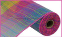 10.25"X10Yd Pp/Faux Jute Wide Check Mesh Hot Pnk/Grn/Yllw/Lav/Turq RY8318D8 - DecoExchange