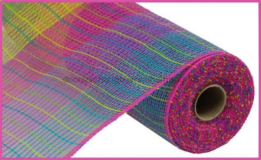 10.25"X10Yd Pp/Faux Jute Wide Check Mesh Hot Pnk/Grn/Yllw/Lav/Turq RY8318D8 - DecoExchange