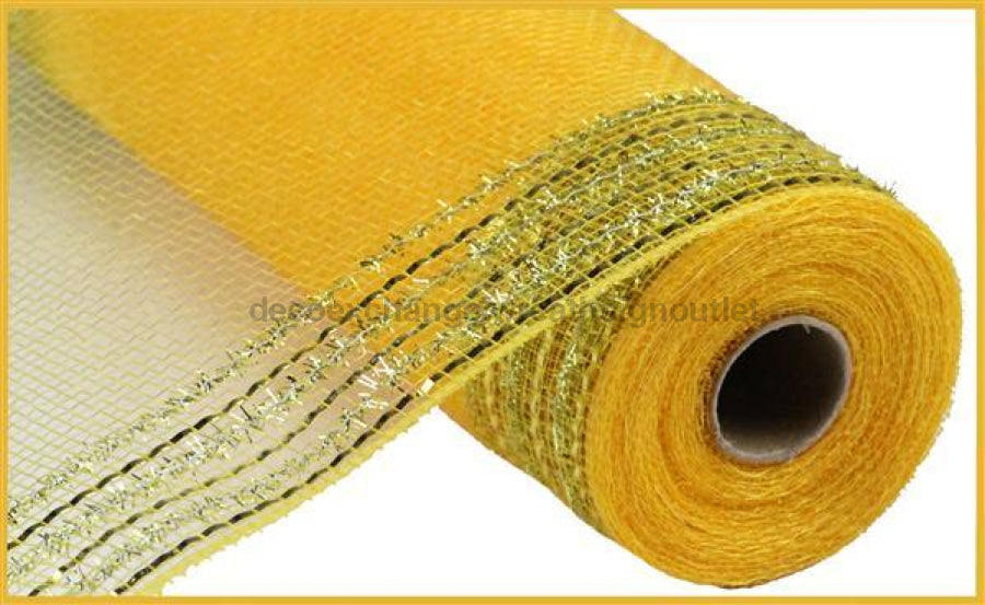 10.25X10Yd Tinsel/Foil Wide Border Mesh Gold Ry850708