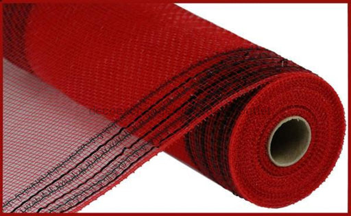 10.25"X10Yd Tinsel/Foil Wide Border Mesh Red/Black RY8505E6 - DecoExchange®