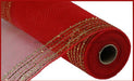 10.25X10Yd Tinsel/Foil Wide Border Mesh Red/Gold Ry850539