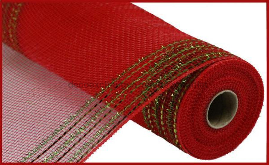 10.25"X10Yd Tinsel/Foil Wide Border Mesh Red/Lime Green RY850534 - DecoExchange®