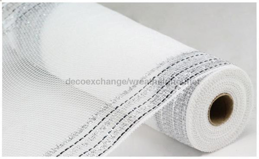 10.25X10Yd Tinsel/Foil Wide Border Mesh White/Silver Ry850598