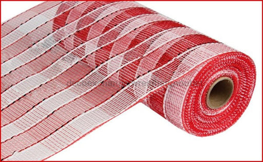 10.25"X10Yd Wide Foil Plaid Mesh Red/White RE1351N5 - DecoExchange