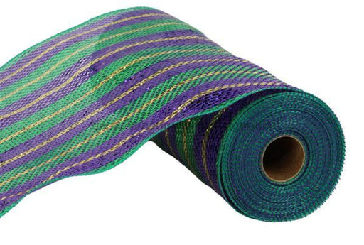 10.25’X10Yd Wide Metallic Foil Stripe Mardi Gras Ry861273 Mesh