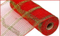 10.25X10Yd Wide Tinsel/Pp/Foil Check Red/Lime Ry840234 Mesh