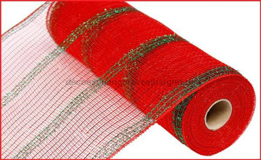 10.25X10Yd Wide Tinsel/pp/foil Mesh Red/emerald Green Ry840135