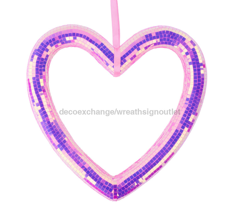 10.5’’H Irid Mirror Heart Ornament Pink HV919322 Attachment