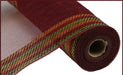 10.5"X10Yd Border Stripe Metallic Mesh Burgundy/Copper/Moss Grn RY8504H1 - DecoExchange