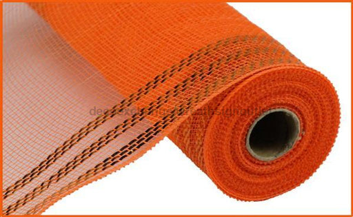 10.5"X10Yd Border Stripe Metallic Mesh Orange W/Orange Foil RY850220 - DecoExchange