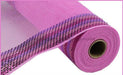 10.5"X10Yd Border Stripe Metallic Mesh Pink/Lavender/Hot Pink RY8504H4 - DecoExchange