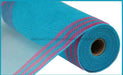 10.5"X10Yd Faux Jute/Pp/Border Stripe Turquoise/Hot Pink RY8325F9 - DecoExchange