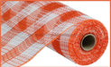 10.25"X10Yd Faux Jute/Pp Small Check White/Orange RY8320J7 - DecoExchange