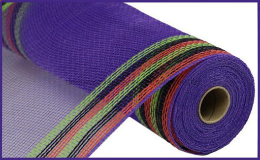 10.5"X10Yd Faux Jute/Pp/Border Stripe Purp/Orng/Blk/Frsh Grn RY8326M2 - DecoExchange
