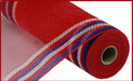 10.5"X10Yd Faux Jute/Pp/Border Stripe Red/White/Blue On Red RY8326H3 - DecoExchange