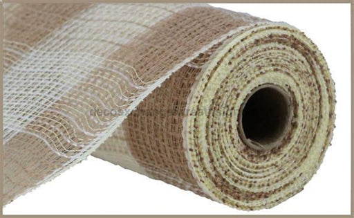 10.5"X10Yd Faux Jute/Pp Large Check Natural/Cream RY831554 - DecoExchange