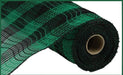 10.5"X10Yd Faux Jute/Pp Small Check Black/Emerald Green RY8320N5 - DecoExchange