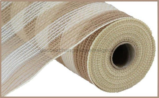 10.5"X10Yd Faux Jute/Pp Small Stripe Natural/Cream RY831954 - DecoExchange