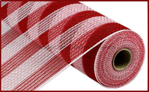 10.5"X10Yd Faux Jute/Pp Small Stripe Red/White RY831949 - DecoExchange