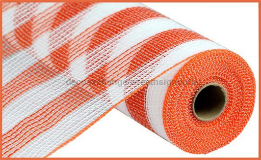 10.25"X10Yd Faux Jute/Pp Small Stripe White/Orange RY8319J7 - DecoExchange