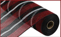 10.5"X10Yd Faux Jute/Pp Stripe Mesh Red/Black/White RY8327H9 - DecoExchange