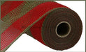 10.5"X10Yd Faux Jute/Pp Wide Stripe Red/Moss Green RY831458 - DecoExchange