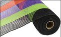 10.5"X10YD POLY/FAUX JUTE WIDE STRIPE Black/Orange/Purple/Lime RY830176 - DecoExchange