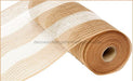 10.5"X10Yd Poly/Jute/Cotton Stripe Mesh Natural/White RY800348 - DecoExchange