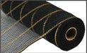 10.5"X10Yd Poly/Jute/Metallic Mesh Black/Matte Gold RY8329F8 - DecoExchange