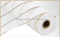 10.5"X10Yd Poly/Jute/Metallic Mesh White/Matte Gold RY8329N2 - DecoExchange