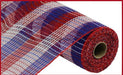 10.5"X10Yd Pp/Faux Jute Small Check Mesh Red/White/Blue RY8322D1 - DecoExchange