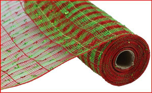 10.5"X10Yd Pp/Folded Laser Foil Check Red/Lime Green RY840934 - DecoExchange