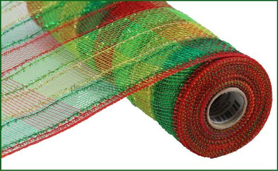 10.5"X10Yd Tinsel/Pp Check Red/Lime/Gold/Emerald RY841037 - DecoExchange