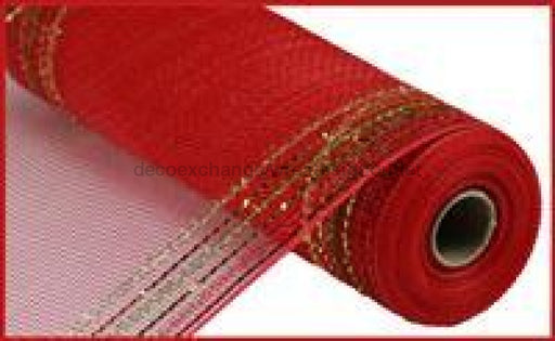 10.5"X10Yd Tinsel/Foil Wide Border Mesh Red/Lime/Gold RY850646 - DecoExchange