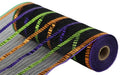 10.5’’X10Yd Xl Wide Foil Stripe Mesh Black/Orange/Purple/Lime RY851476 Sign
