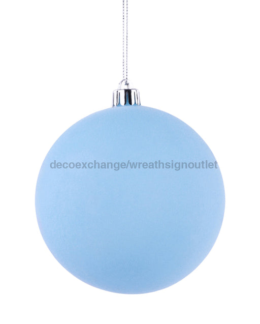 100Mm Smooth Flocked Ball Ornament Light Blue XH113714 Ornament