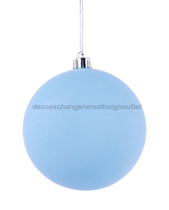 100Mm Smooth Flocked Ball Ornament Light Blue XH113714 Ornament