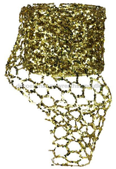 10'L X 4"W Glitter Chicken Wire Roll Gold XC997308 - DecoExchange
