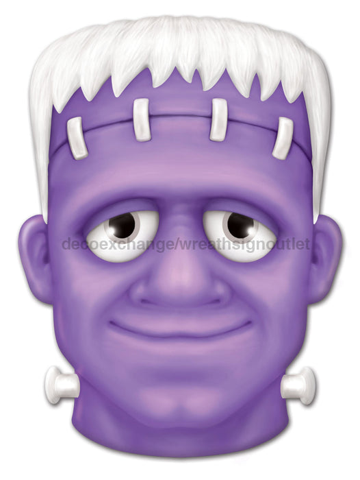 10’’Lx7.25’’H Metal/Embossed Frankenstein Purple/White MD1397A8 Sign