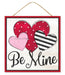 10Sq Be Mine Glitter Hearts Sign Red/Pink/Black/White Ap7827