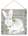 10"Sq Bunny/Floral Sign White/Multi Pastel AP8598 - DecoExchange