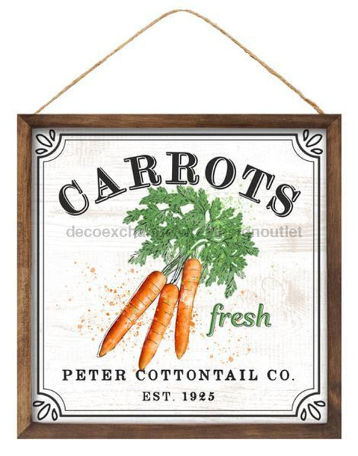 10"Sq Fresh Carrot/Peter Rabbit Sign White/Brn/Black/Green/Org AP8768 - DecoExchange