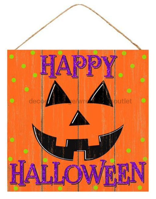 10"Sq Happy Halloween Jack-O-Lantern Orange/Black/Lime/Purple AP8842 - DecoExchange®