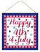 10"Sq Mdf "Happy 4Th Of July" Sign Red/White/Blue AP8702 - DecoExchange