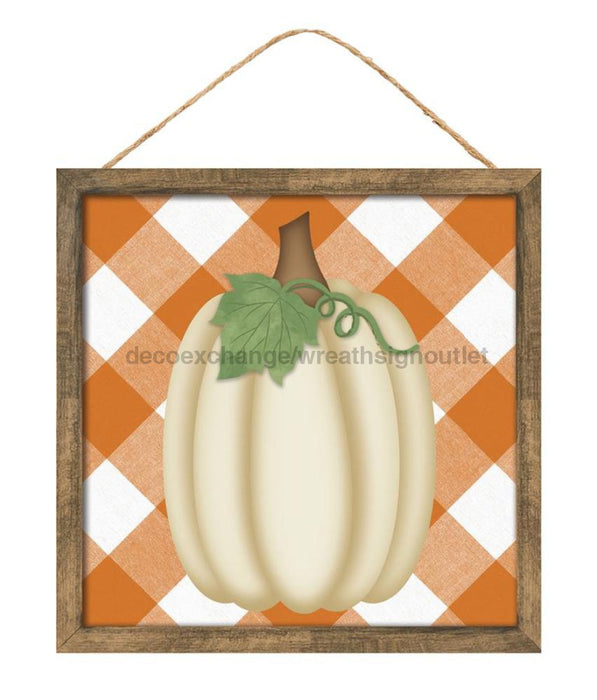 10’Sq Tall Pumpkin/Check Sign Orange/White/Cream/Brown Ap714886